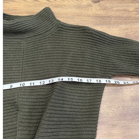 Vince Belted Ribbed Wool Cashmere Turtleneck Sweater in Army Green size XS - Picture 8 of 8